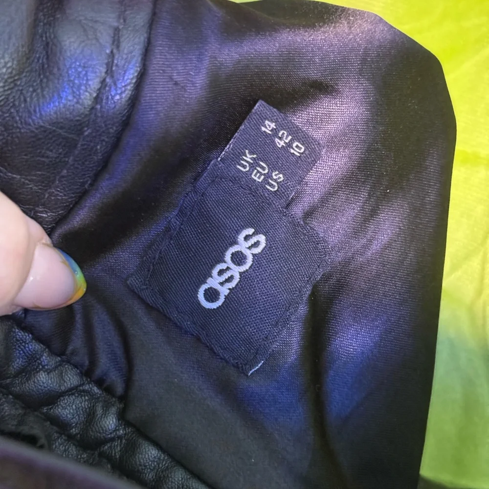 Rare ASOS Black Leather Skirt Studded Large Size 10